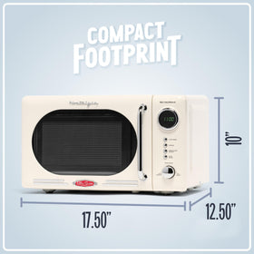 Nostalgia retro microwave ivory carousel interior for even heating.