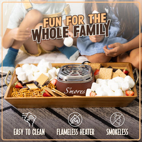 Nostalgia Smores Maker four trays, easy access to marshmallows and toppings.