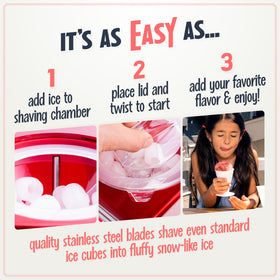 Nostalgia snow cone kits with cups and scoop included for easy prep