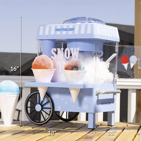Nostalgia snow cone machine offers 20 cones per batch for gatherings.