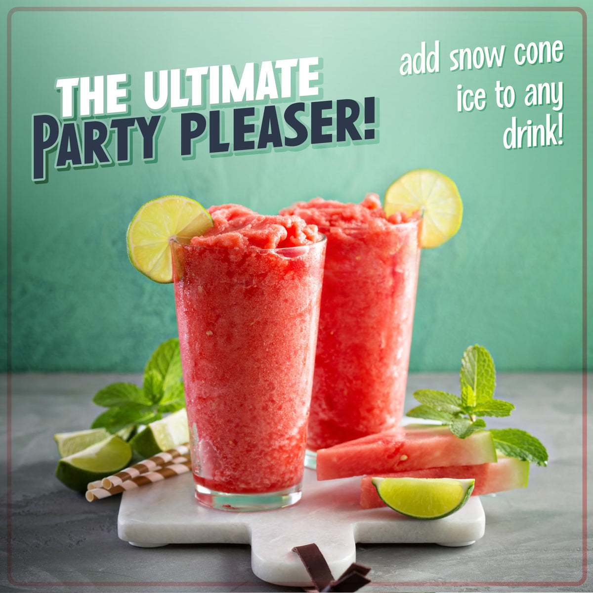 Nostalgia Snow Cone Machine in operation, shaving ice into snow-like texture.