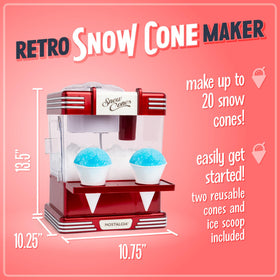 Nostalgia snow cone machine side view with compact design for small spaces