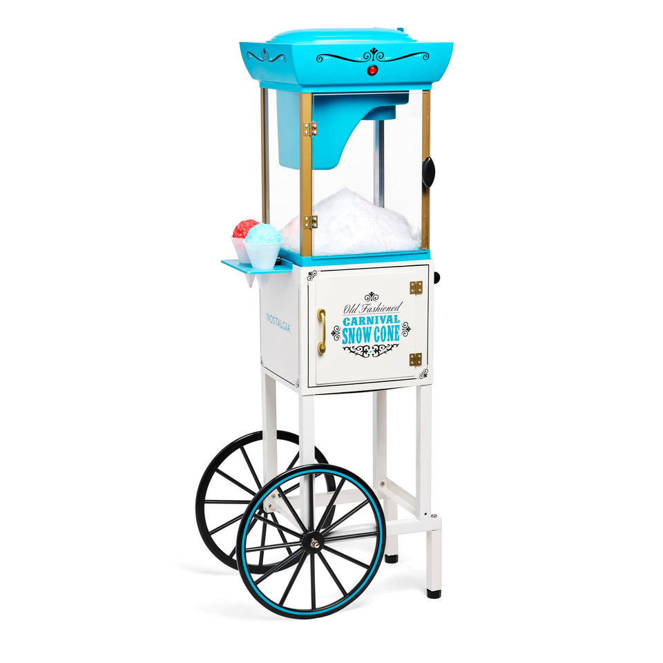 Nostalgia Snow Cone Machine top view ready to shave ice for quick, cool treats.