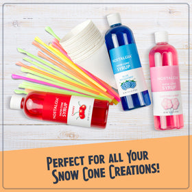 Two reusable cups included with Nostalgia snow cone machine