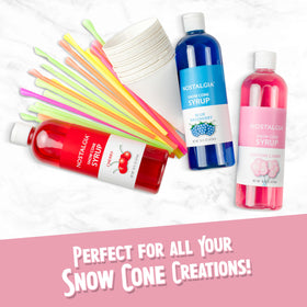 Pink Nostalgia snow cone maker on countertop, ready for summer treats