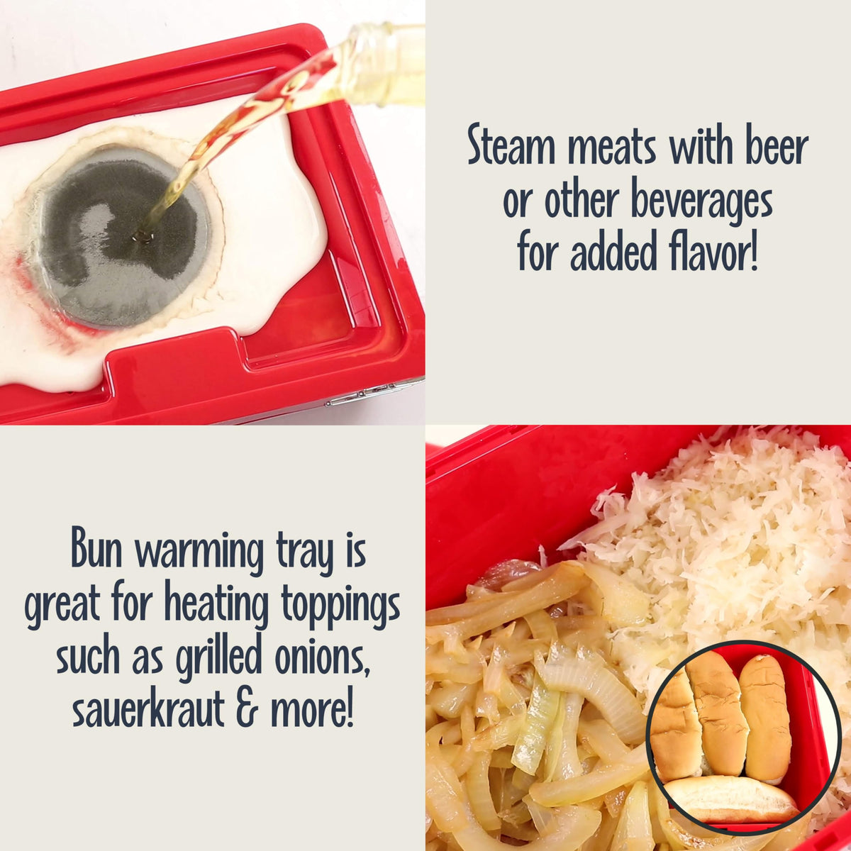 Nostalgia steamer cooks sausages and vegetables with simple setup.