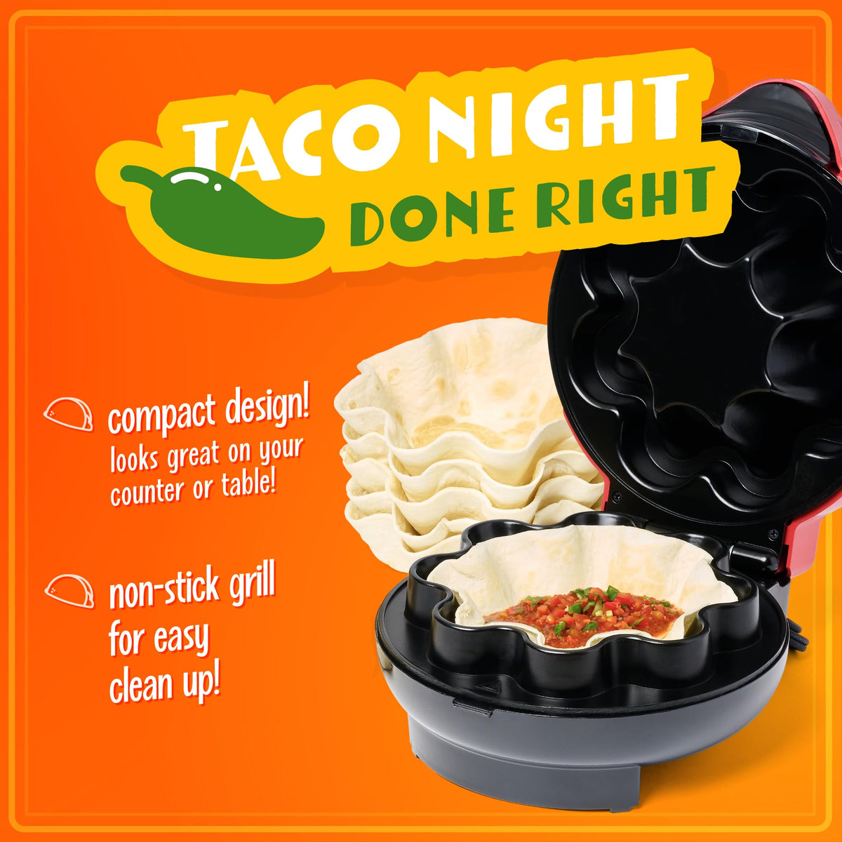 Nostalgia dessert bowls: use the tortilla bowl maker for sweet treats