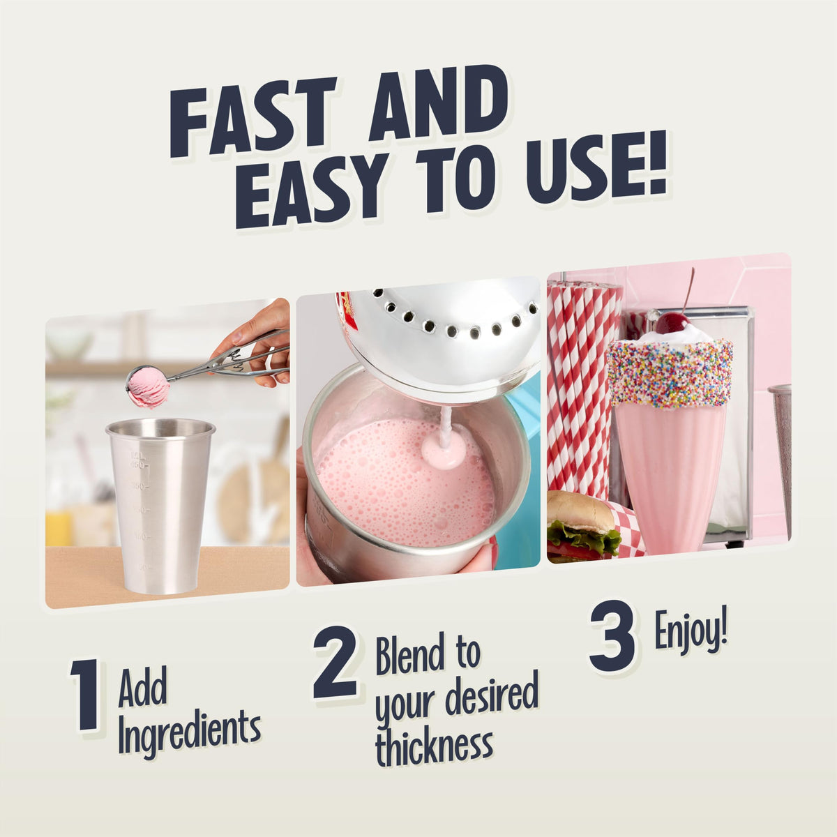 Nostalgia tilt-back head design allows quick access during blending sessions
