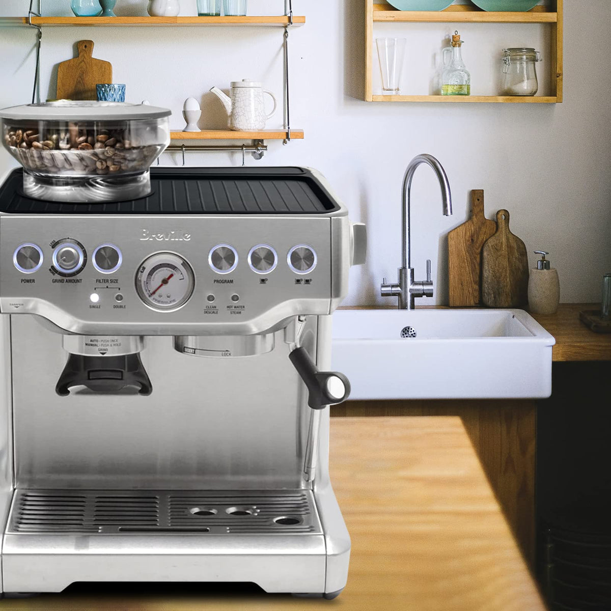 NOTSEK tamping mat protects Breville from scratches during daily use.