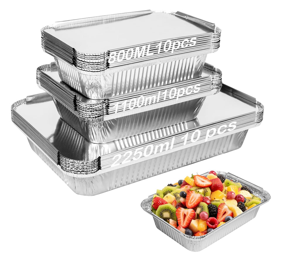 Notwoe 40-pack aluminum pans with lids in 12x8 size for catering.