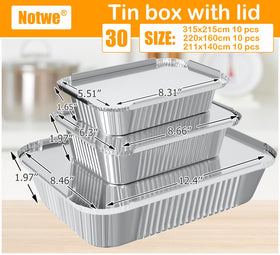 Notwoe 40-pack aluminum pans with lids in 8x6 size for savory dishes.