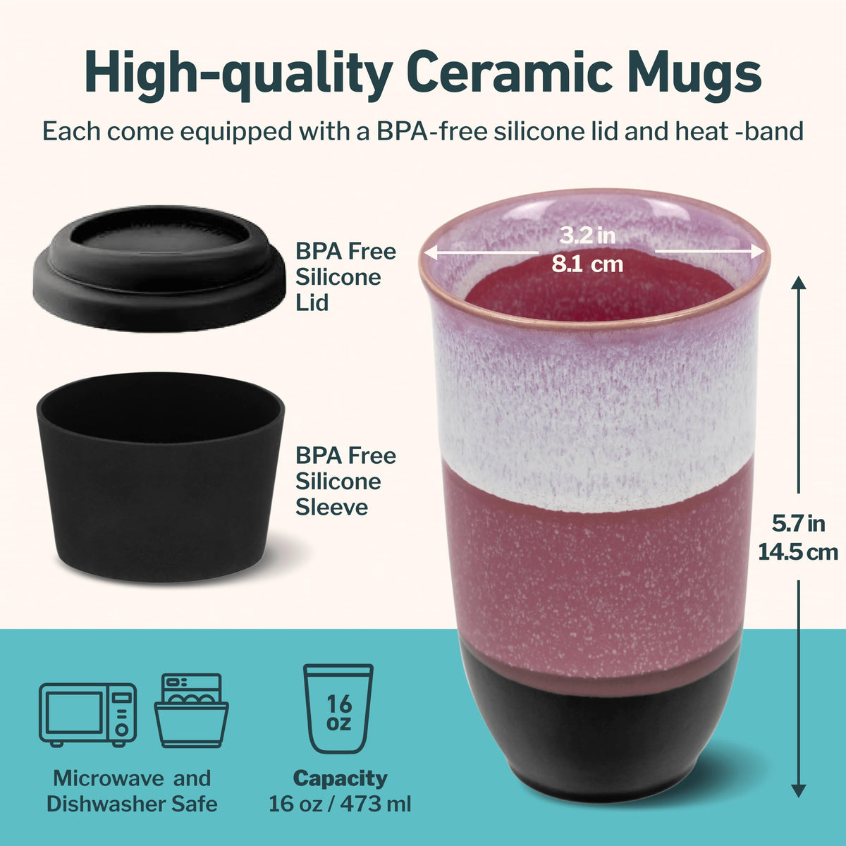 Nova Ceramics 16 ounce capacity for latte or espresso