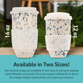 NOVA CERAMICS 16oz orchid mug in car cup holder for travel convenience.