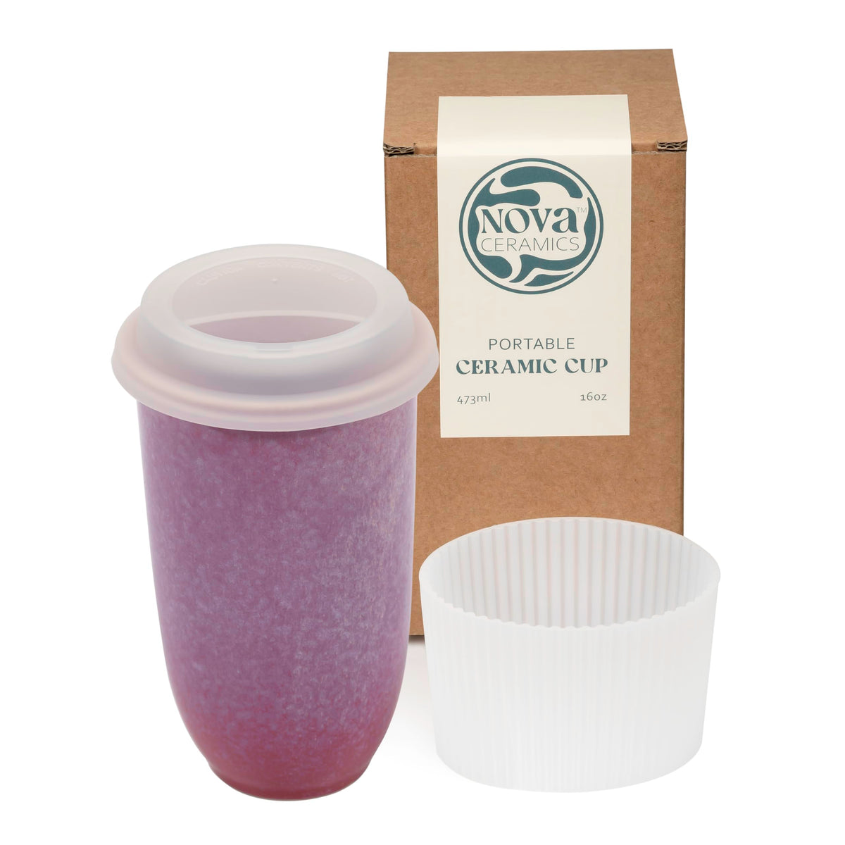 Nova Ceramics Astral Bloom travel mug with lid, preserving flavor while on the go.