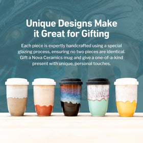 Nova Ceramics 16oz travel mug is dishwasher safe for quick cleanup