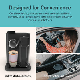 NOVA CERAMICS coffee travel mug dishwasher safe label, underlining effortless maintenance.