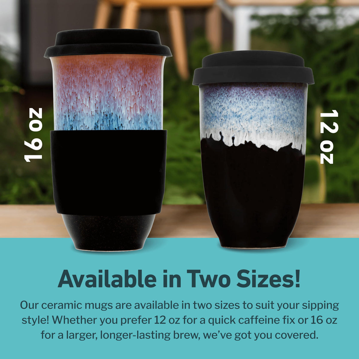 Nova Ceramics travel mug in car cup holder, fits securely during journeys.