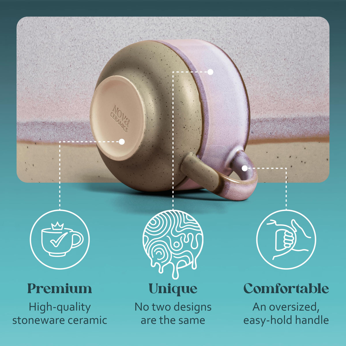 Nova Ceramics gift-ready mug with unique glaze for special occasions.