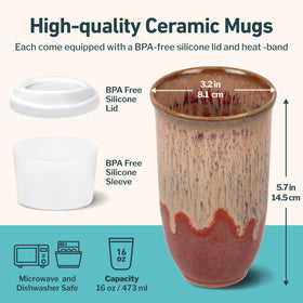 NOVA CERAMICS Jupiter red glaze swirl adds distinctive color to each cup