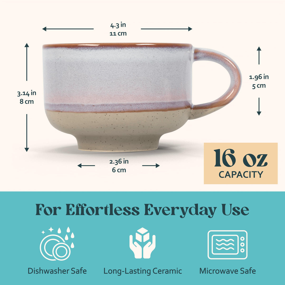 Nova Ceramics microwave and dishwasher safe mug for quick reheats.