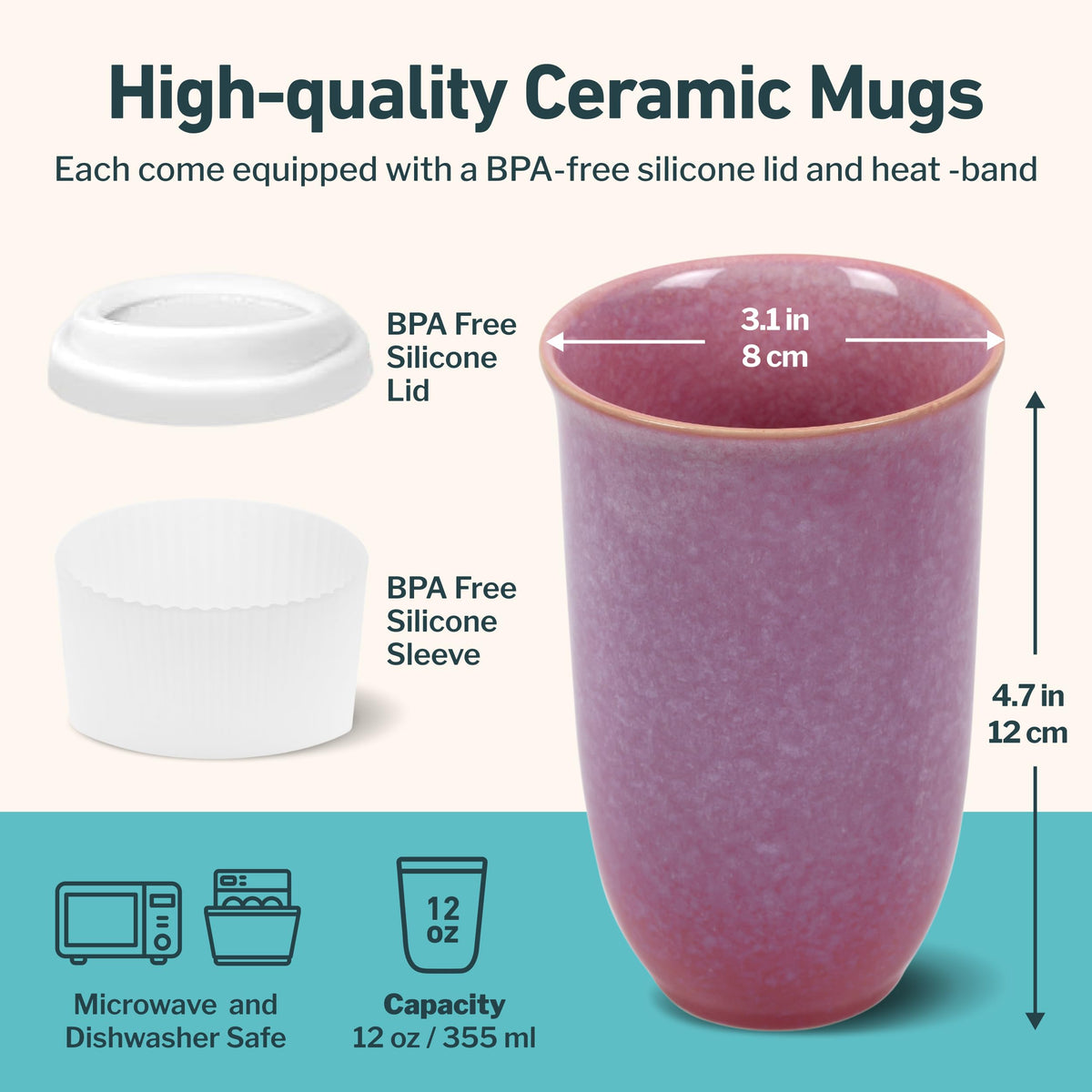 Nova Ceramics mug fits in car cup holders for easy sipping during commutes