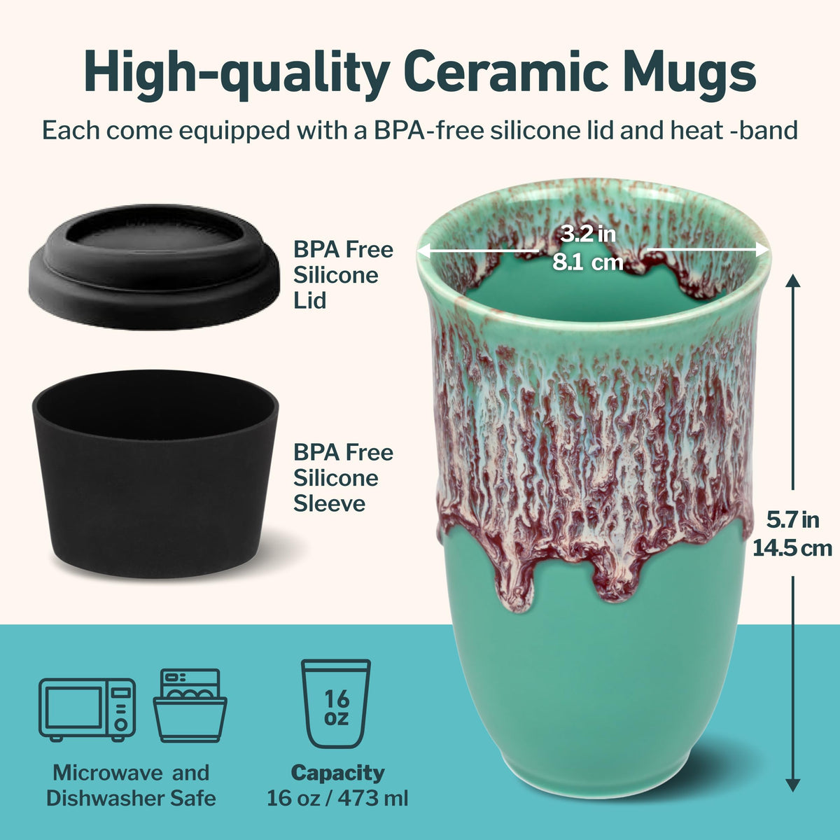 Nova Ceramics Nebula 16 oz capacity mug for daily beverages