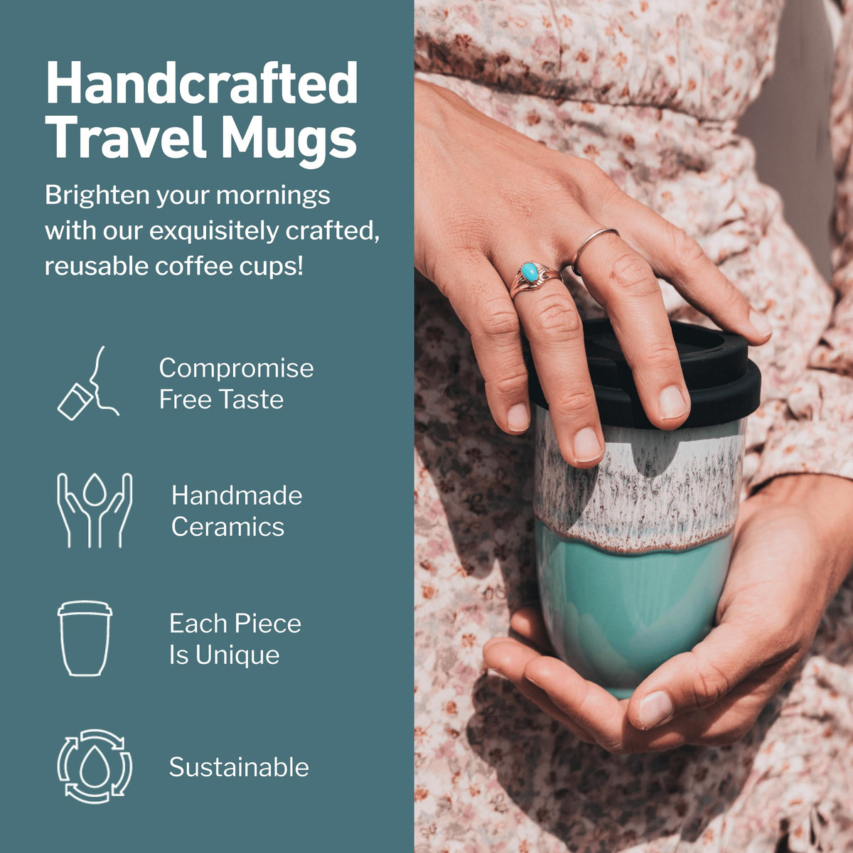 Nova Ceramics Nebula travel mug shows 12oz capacity for standard drinks