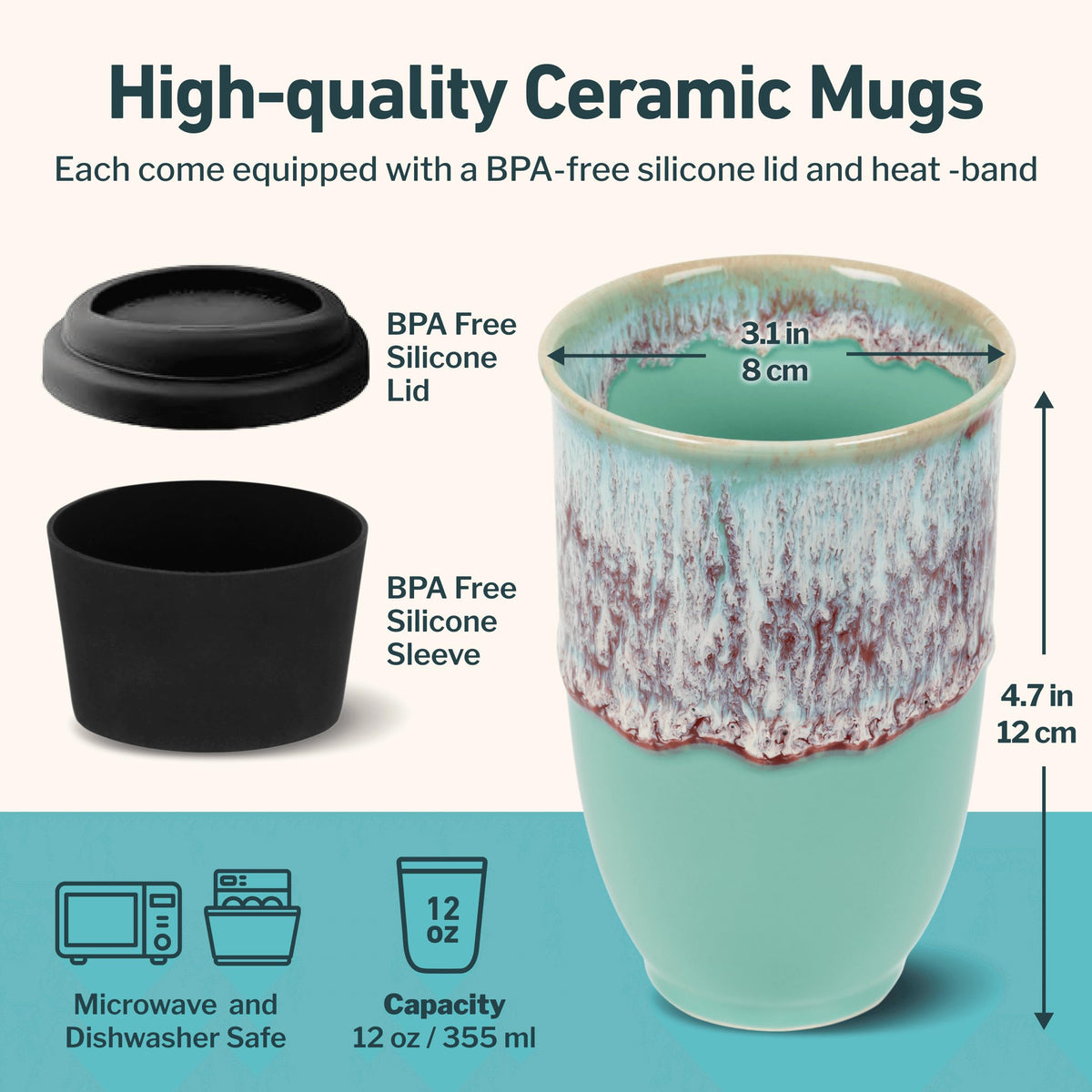 Nova Ceramics Nebula travel mug held in hand, portable and easy to grip