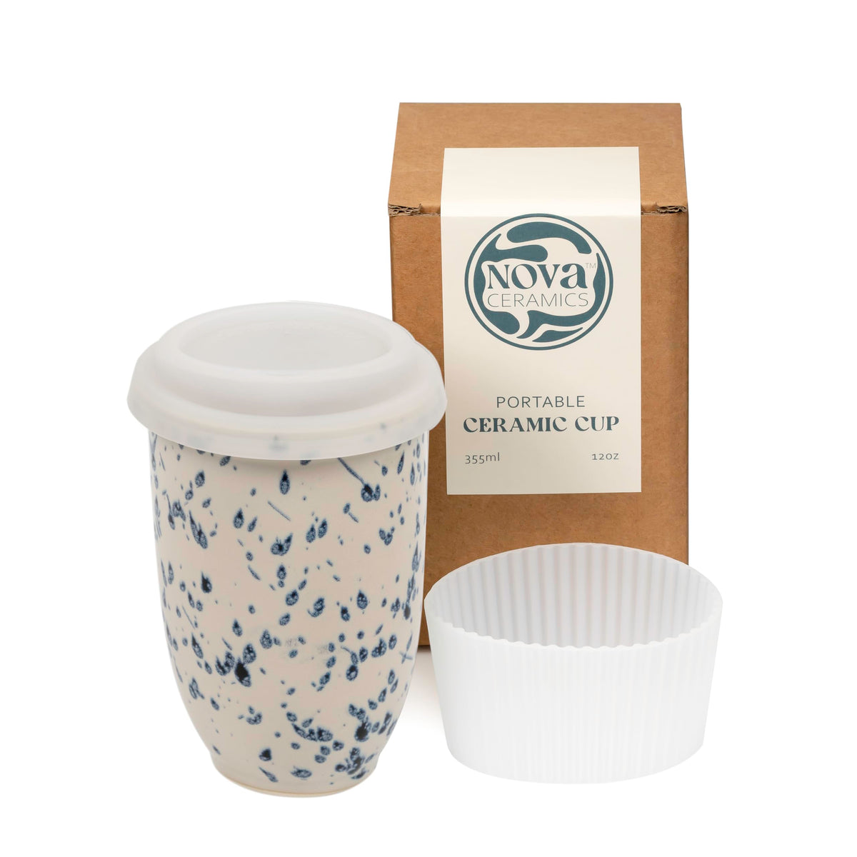 Nova Ceramics Orchid travel mug cap with secure lid for on-the-go coffee