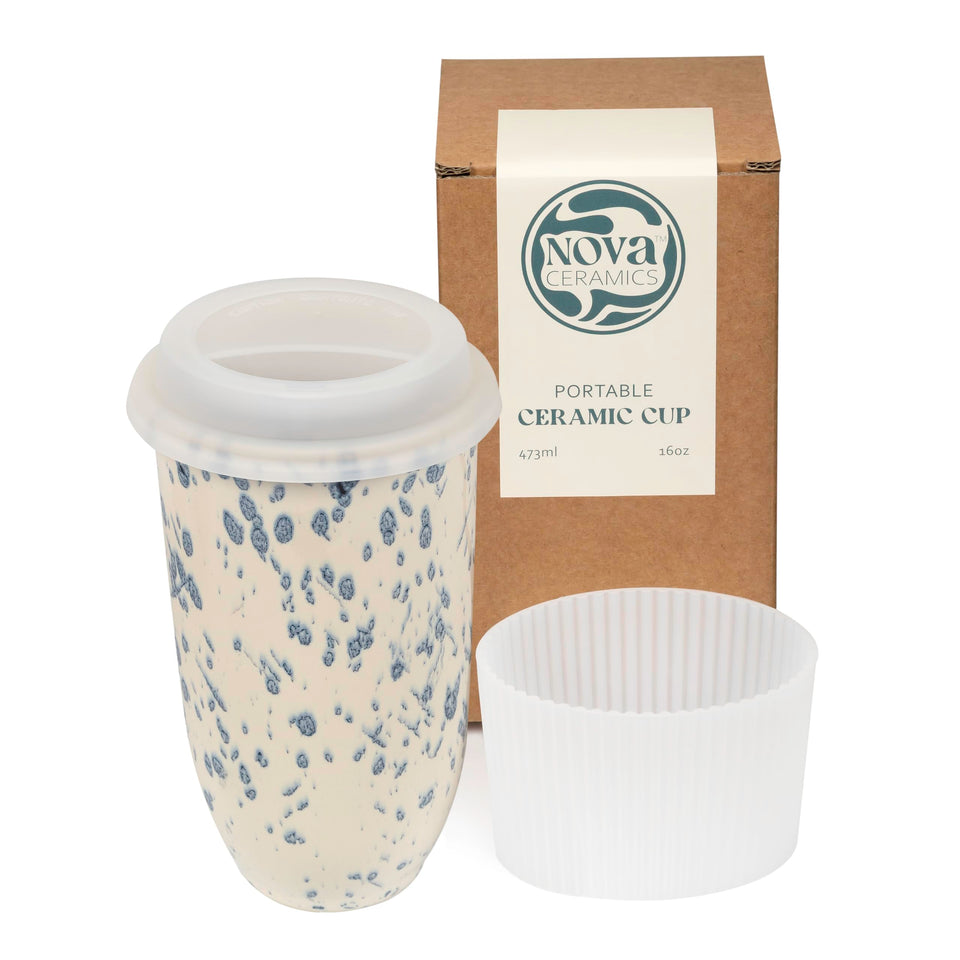 NOVA CERAMICS Orchid travel mug with orchid design preserves pure flavor on the go.