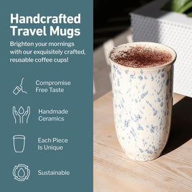 NOVA CERAMICS Orchid mug lid shows secure sealing for portable coffee.