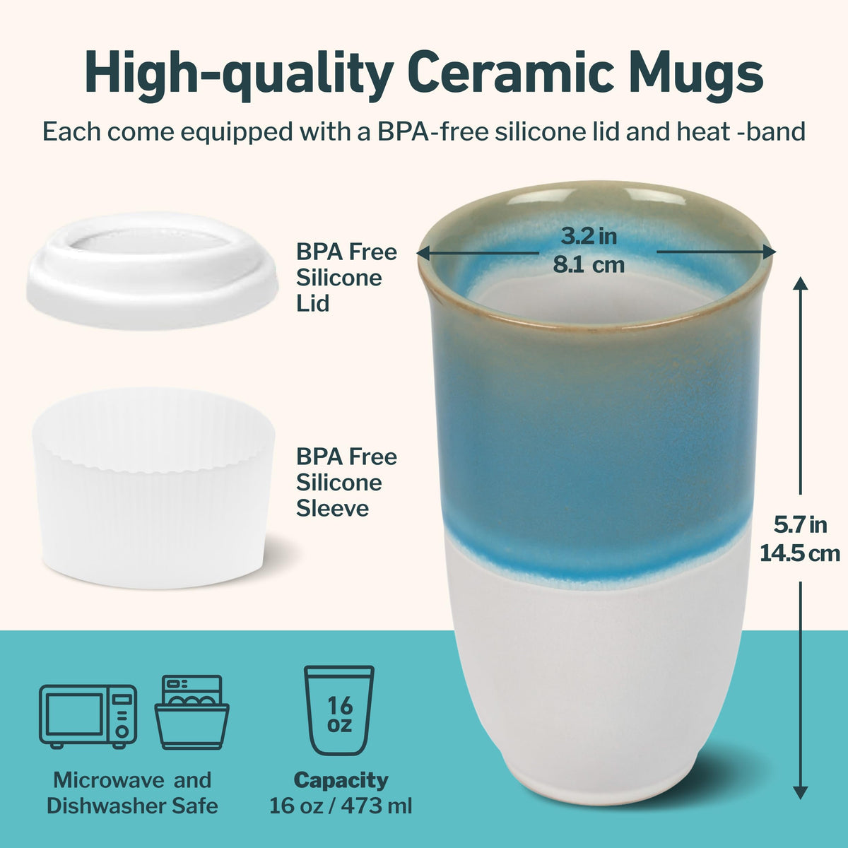Nova Ceramics Travel Coffee Tumbler Lagoon glaze full view, coastal vibe with unique detailing