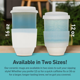 Nova Ceramics Travel Coffee Tumbler microwave-safe icon close-up, convenient reheating on busy mornings