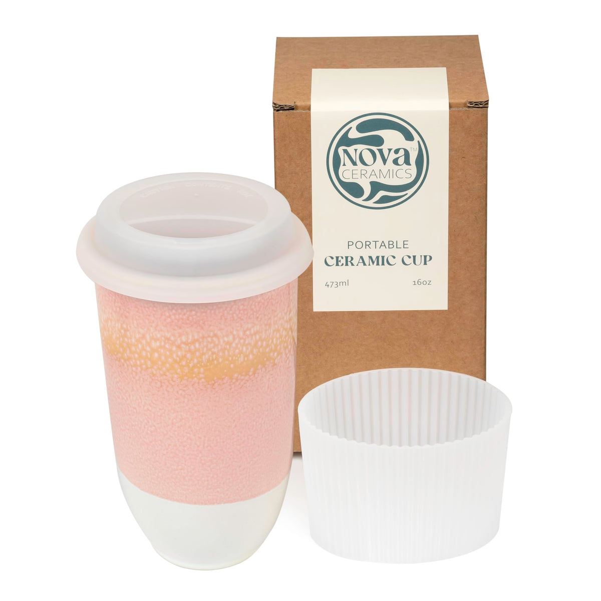 NOVA CERAMICS travel mug with afterglow green glaze preserves pure flavor on the go.