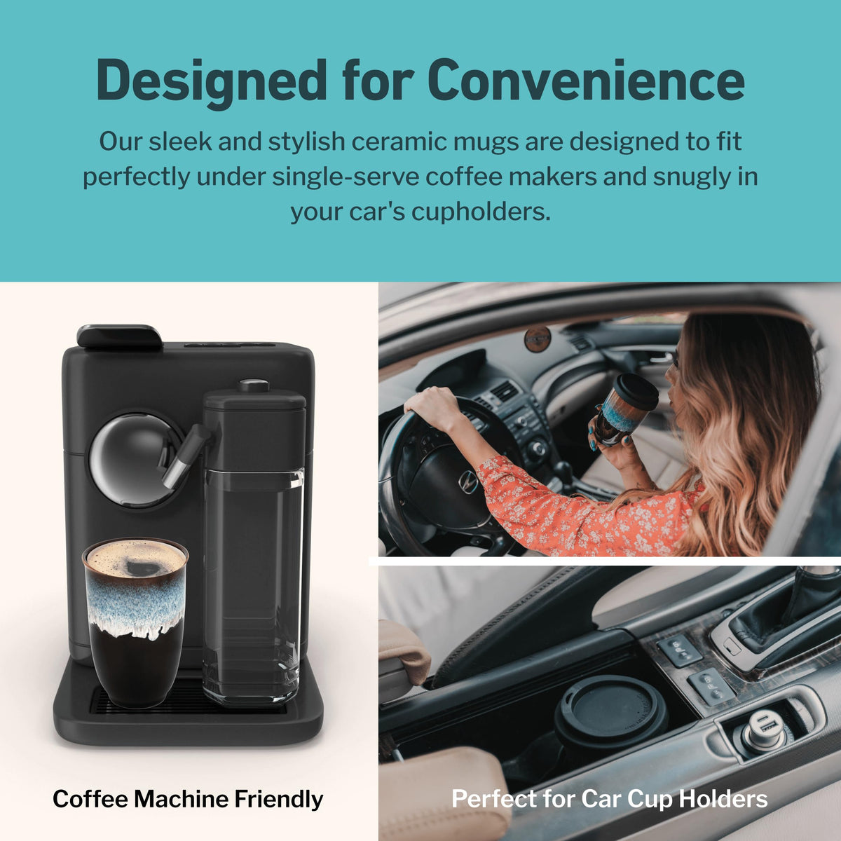 NOVA CERAMICS travel mug with lid for secure spills-free coffee moments.