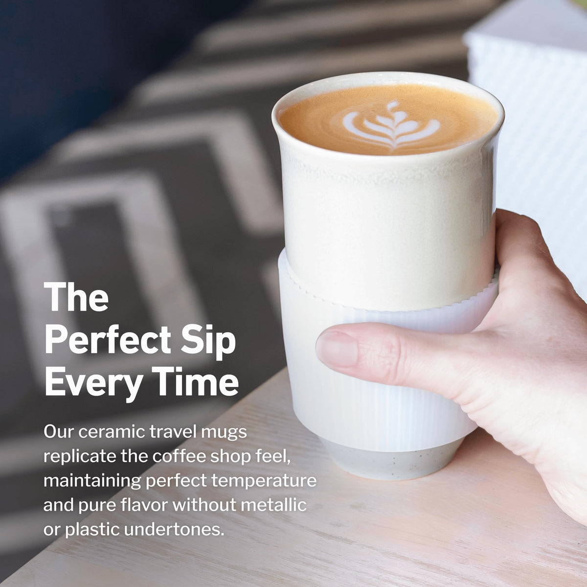 Nova Ceramics Travel Mug microwave-safe for quick reheats.