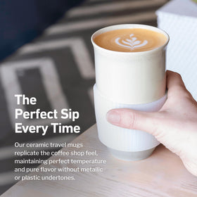 Nova Ceramics Travel Mug microwave-safe for quick reheats.