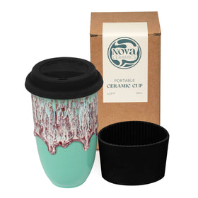 Nova Ceramics Nebula travel mug with swirl design for on-the-go coffee