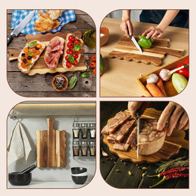 Novabright serving board for cheese and bread, highlighting natural wood texture.