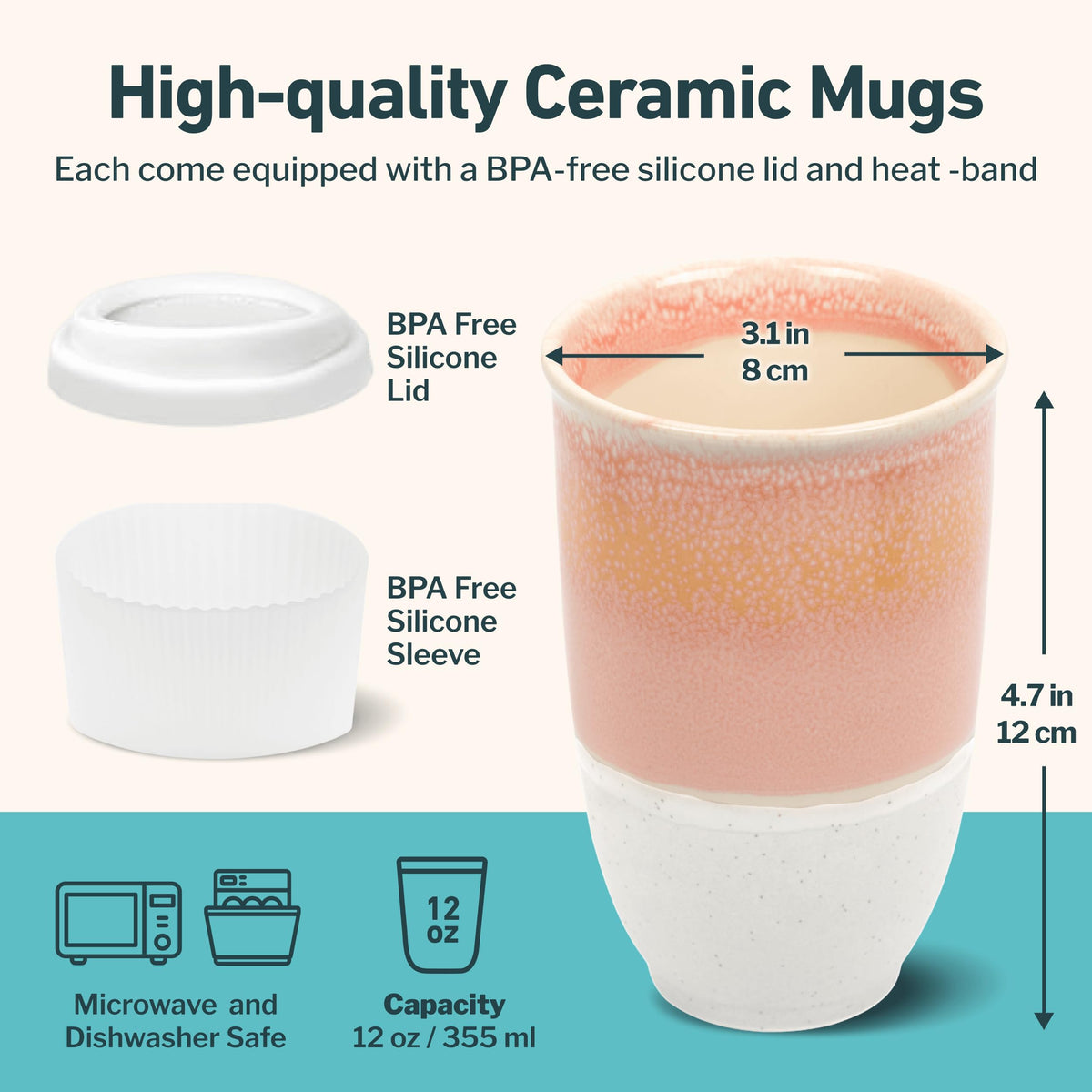 NOVA CERAMICS 12oz mug with sunset-inspired glaze design.