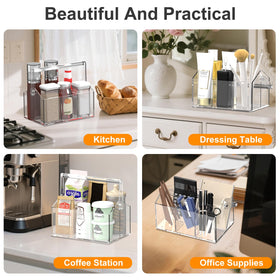 Novacrylion acrylic utensil caddy featuring four compartments for organized storage