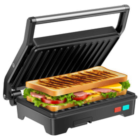 Novalife Panini Press Grill with a closed sandwich for fast, even toasting.