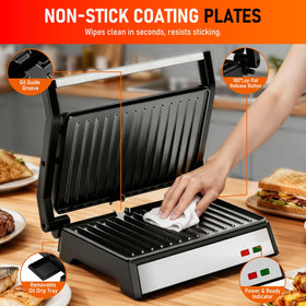 Novalife Panini Press Grill indicators show power and ready status.