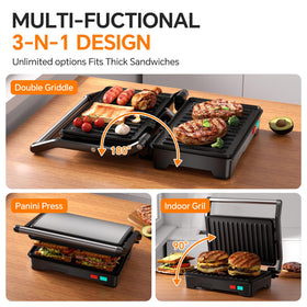 Novalife Panini Press Grill preheating quickly for breakfast or snacks.