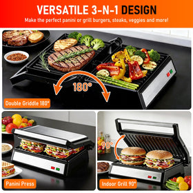 Novalife Panini Press Grill removable drip tray helps grease management.