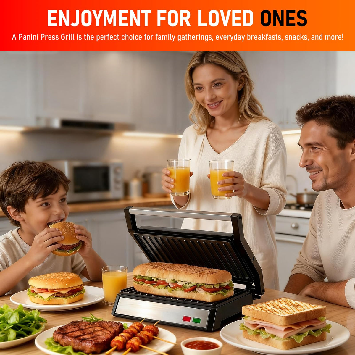 Novalife Panini Press Grill stainless steel body blends with modern kitchens.