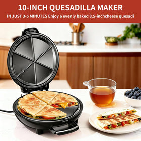 Novalife Quesadilla Maker uses double-sided heating for faster, even cooking