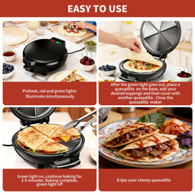 Novalife Quesadilla Maker auto-segments into six wedges for neat portions