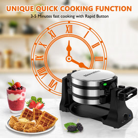 Novalife 180° flip delivers even batter distribution for consistent waffles.