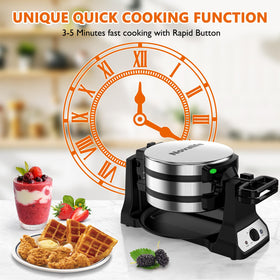 Novalife double Belgian waffle iron baking two waffles at once